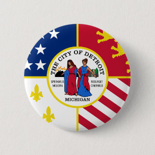 Detroit Flag 6 Cm Round Badge
