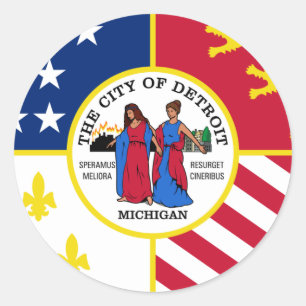 Detroit Flag Classic Round Sticker