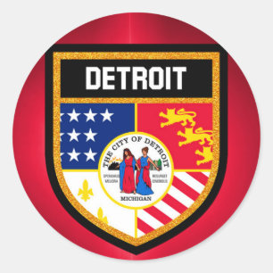 Detroit Flag Classic Round Sticker