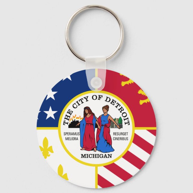 Detroit Flag Key Ring (Front)