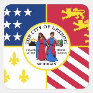Detroit Flag Square Sticker