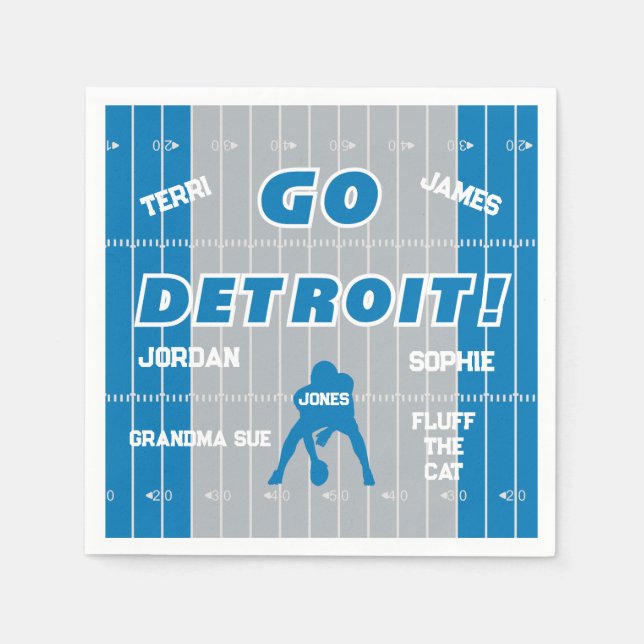 Detroit Football Family Paper Napkin (Front)