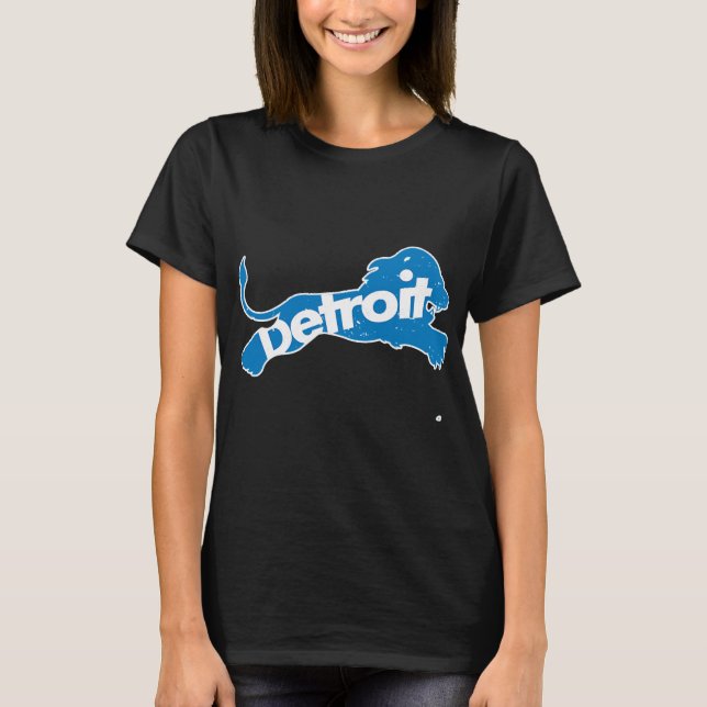 Detroit Football Michigan Lion Vintage T-Shirt (Front)
