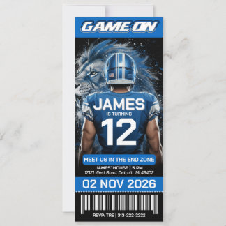 Detroit Football Ticket Birthday Invitation