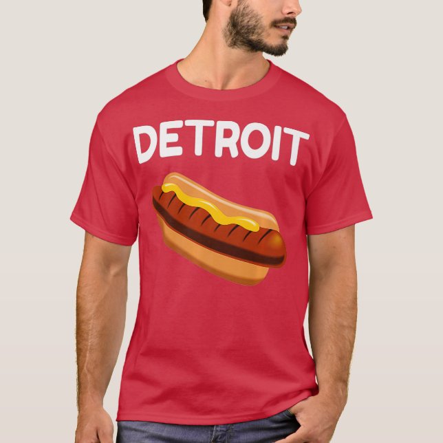 Detroit Hot dog city shirt awesome novelty shirt (Front)