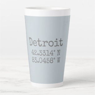 Detroit Latitude Longitude  Latte Mug