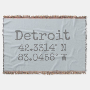 Detroit Latitude Longitude Throw Blanket