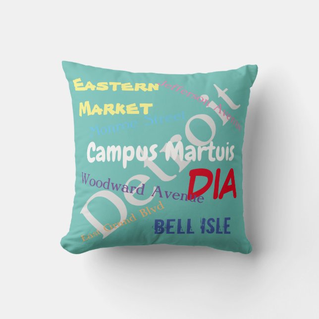 Detroit Love - Light Teal/Green Cushion (Front)
