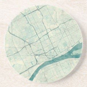Detroit Map Blue Vintage Coaster