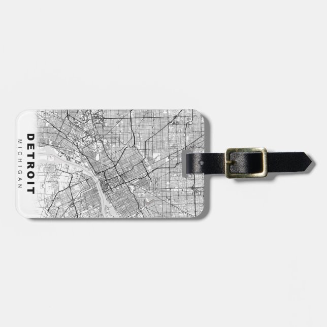 Detroit Map Luggage Tag (Front Horizontal)