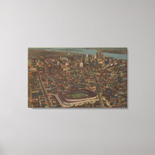 Detroit, MI - Aerial Briggs Baseball Stadium Canvas Print