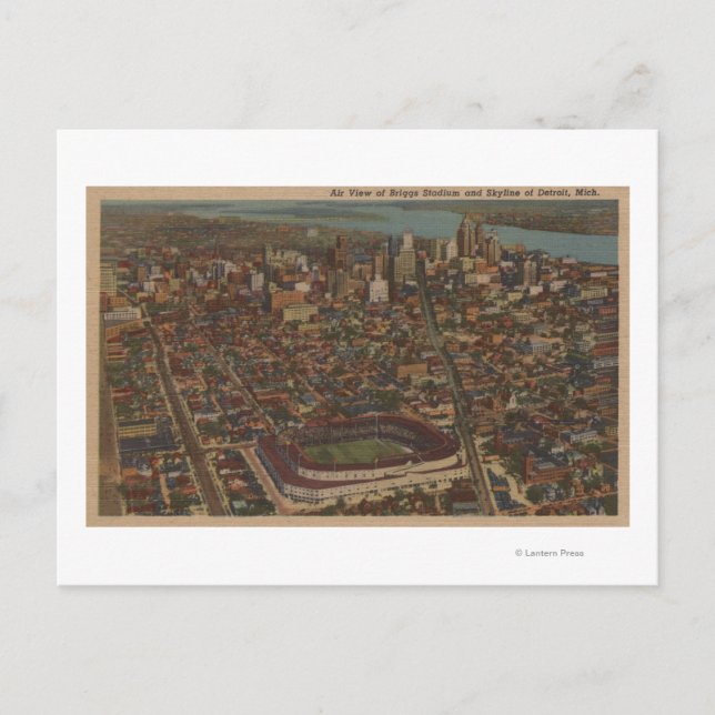Detroit, MI - Aerial Briggs Baseball Stadium Postcard (Front)