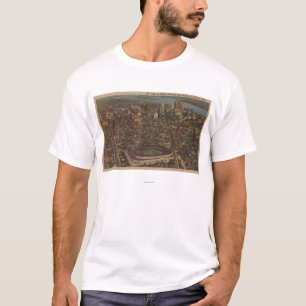 Detroit, MI - Aerial Briggs Baseball Stadium T-Shirt