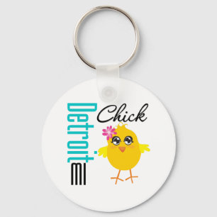 Detroit MI Chick Key Ring