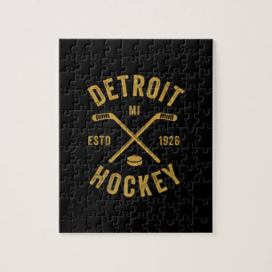 Detroit Mi Ice Hockey Sticks Premium Jigsaw Puzzle
