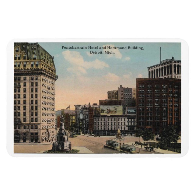 Detroit MI, Pontchartrain Hotel, Hammond Building Magnet (Horizontal)
