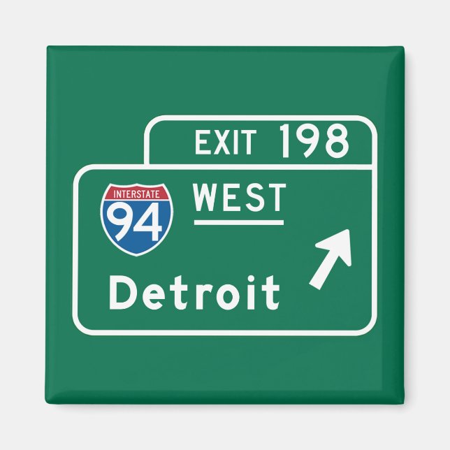Detroit, MI Road Sign Magnet (Front)