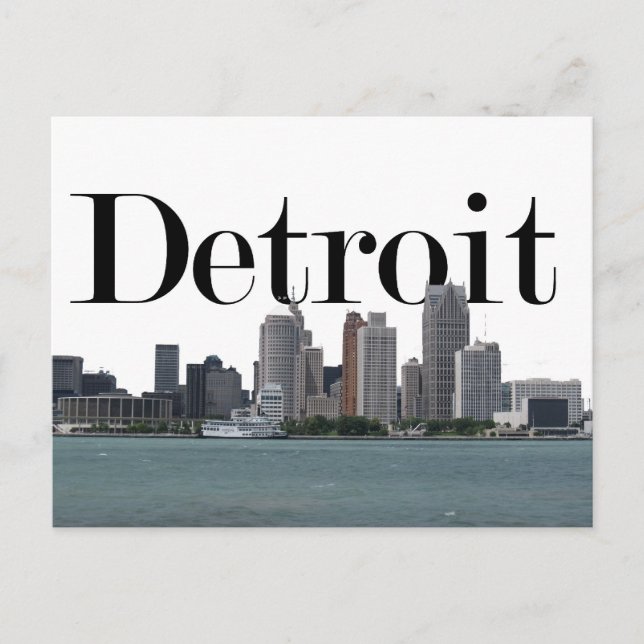 Detroit MI Skyline with Detroit in the Sky Postcard (Front)