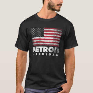 Detroit Michigan 4th of July American Flag USA Ame T-Shirt