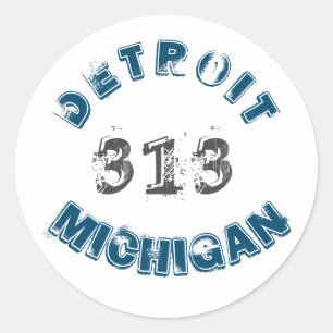 Detroit Michigan Area Code Classic Round Sticker