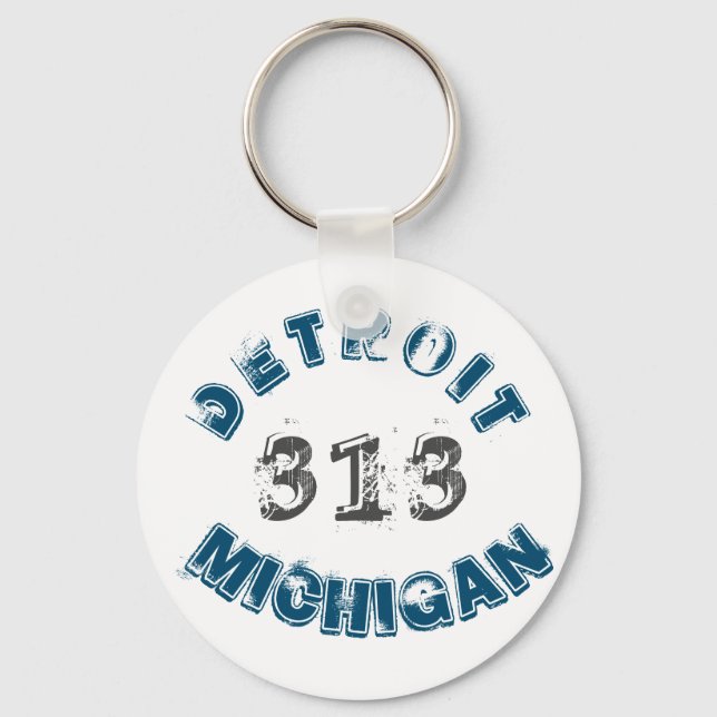 Detroit Michigan Area Code Key Ring (Front)