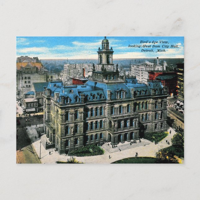 Detroit, Michigan, Bird's Eye View, Vintage Postcard (Front)