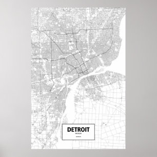 Detroit, Michigan (black on white) Poster