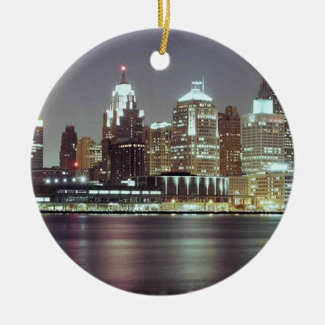 Detroit, Michigan Ceramic Tree Decoration (Front)