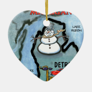 Detroit Michigan Ceramic Tree Decoration