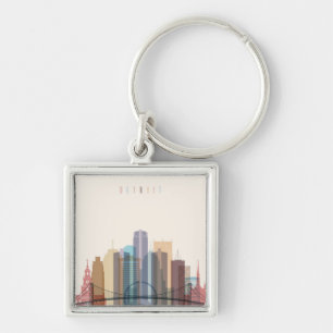 Detroit, Michigan City Skyline Key Ring