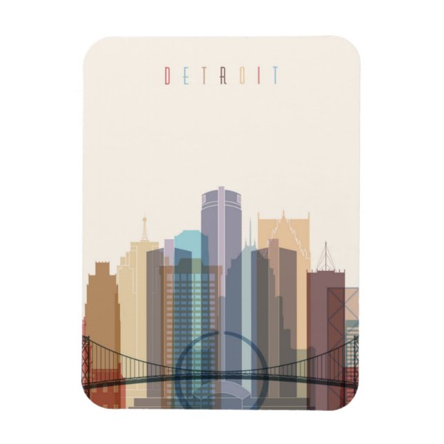 Detroit, Michigan | City Skyline Magnet (Vertical)