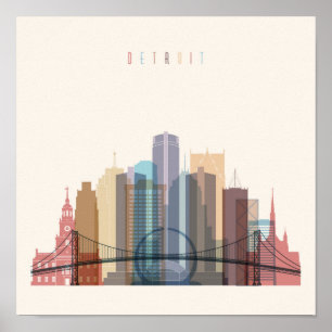 Detroit, Michigan   City Skyline Poster