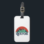 Detroit Michigan City Skyline Retro Cityscape Art Luggage Tag<br><div class="desc">Vintage and retro city design with beautiful skyline, tourist attraction and cityscape art. Cool skyscraper and building silhouette illustration merchandise for tourist and traveller. Perfect as souvenir to bring back home when travelling. Save the memory of your travel and vacation with family and friends. Background colour can be customised to...</div>