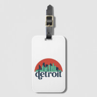 Detroit Michigan City Skyline Retro Cityscape Art