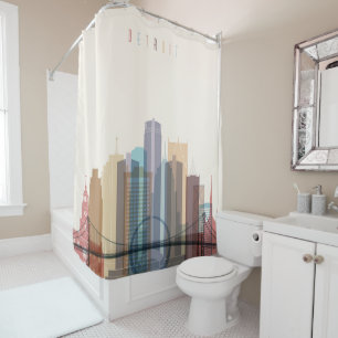Detroit, Michigan   City Skyline Shower Curtain