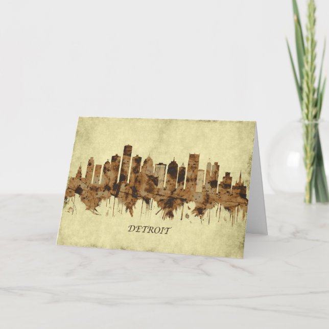 Detroit Michigan Cityscape Holiday Card (Front)