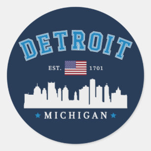 Detroit Michigan Est. 1701 Travel Classic Round Sticker