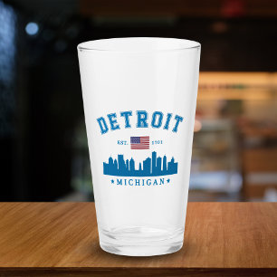 Detroit Michigan Est. 1701 Vintage Glass