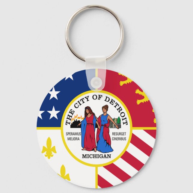Detroit (Michigan) flag Keychain (Front)