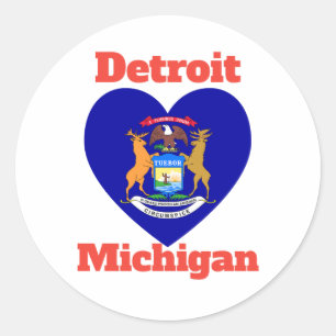 Detroit Michigan Heart Flag  Classic Round Sticker