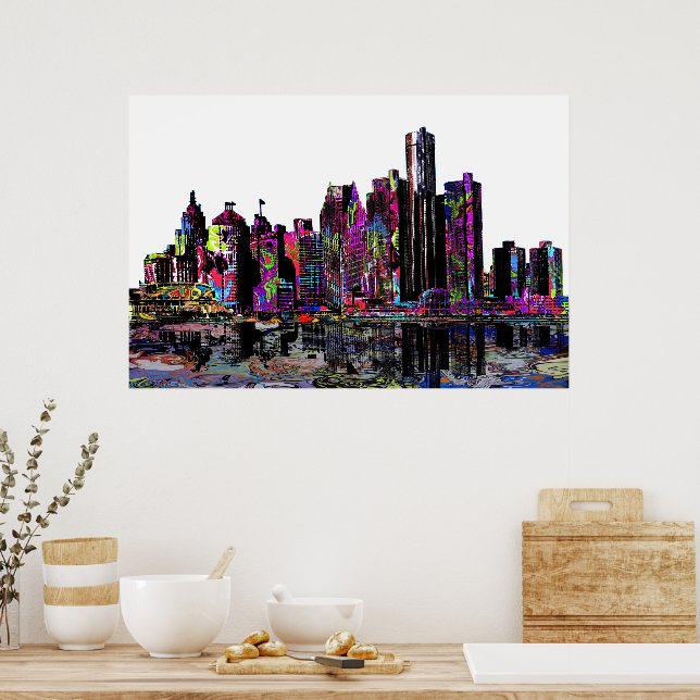 Detroit, Michigan in graffiti Poster (Kitchen)