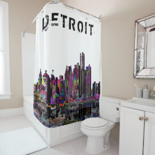 Detroit, Michigan in graffiti Shower Curtain