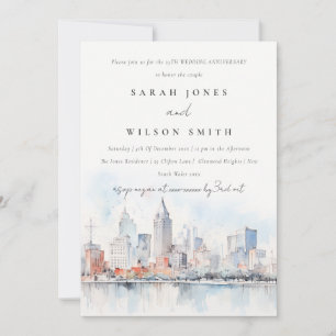 Detroit Michigan Landscape Wedding Anniversary Invitation