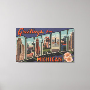 Detroit, Michigan - Large Letter Scenes Canvas Print