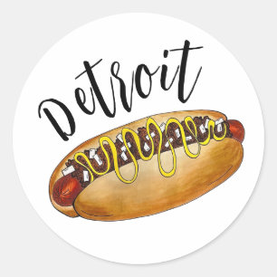 Detroit Michigan MI Coney Island Hot Dog Hotdog Classic Round Sticker