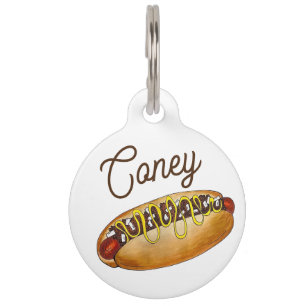 Detroit Michigan MI Coney Island Hot Dog Hotdog Pet Tag