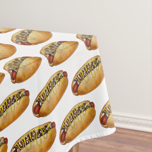 Detroit Michigan MI Coney Island Hot Dog Hotdog Tablecloth (In Situ)