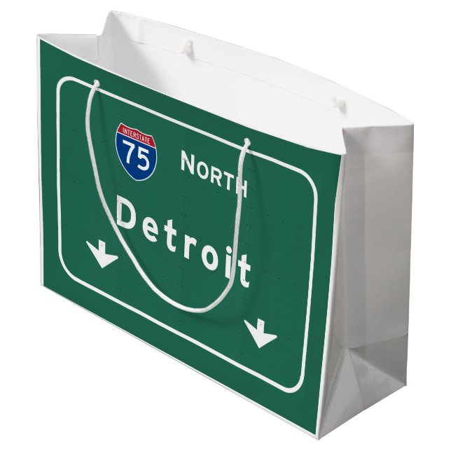 Detroit Michigan mi Interstate Highway Freeway : Large Gift Bag (Back Angled)