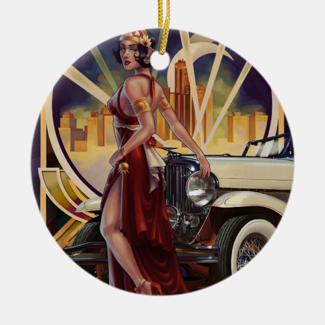 Detroit, Michigan | Motor City Ceramic Tree Decoration (Front)