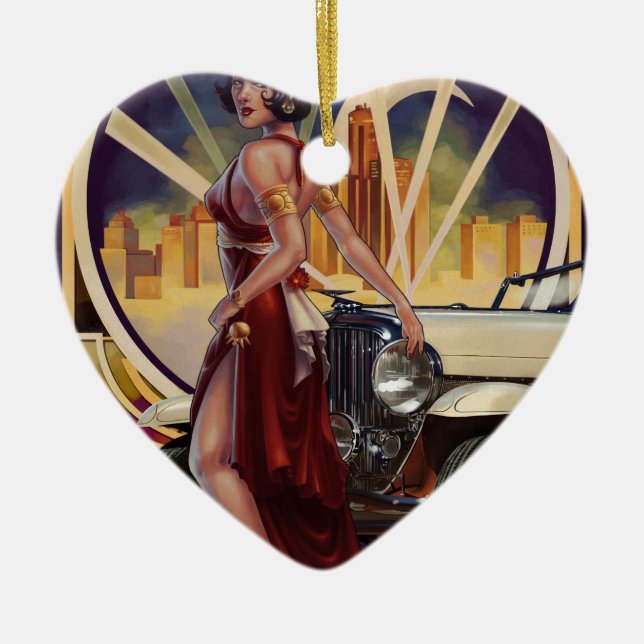 Detroit, Michigan | Motor City Ceramic Tree Decoration (Front)